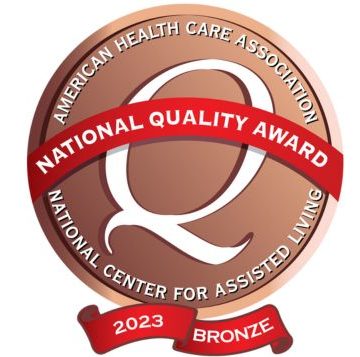 batch for American Health Care Association National Quality Award in Bronze for 2023 from the National Center for Assisted Living.